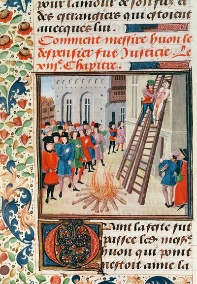 Ms Fr 2643 fol.11 Esecuzione di Hugh Despenser, dalla Cronaca di Froissart da French School