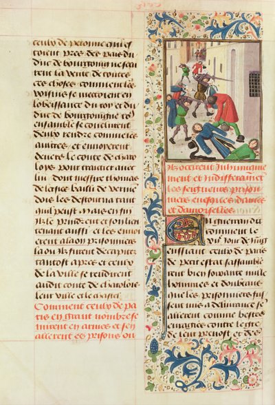 Ms Fr 2680 fol.260v I parigini uccidono i prigionieri di Laon da French School