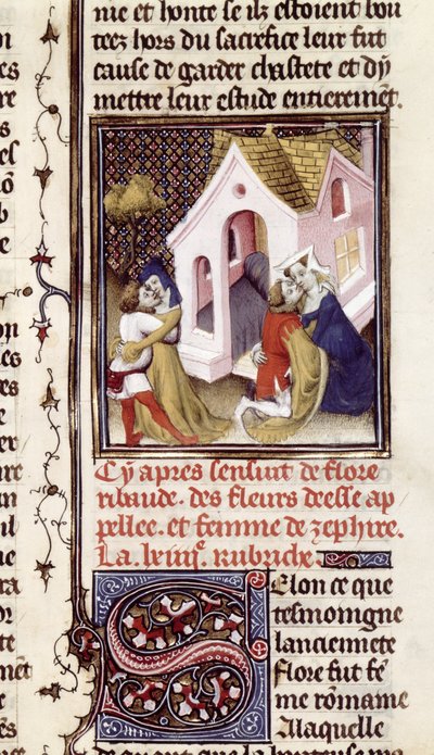 Ms Fr 598 f.97 Prostitute con clienti, da Des Claires et Nobles Femmes, di Giovanni Boccaccio, c.1403 da French School