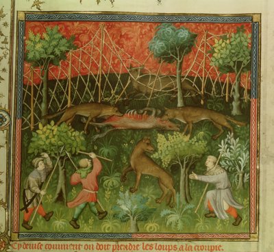 Ms Fr 616 fol.111 Caccia al lupo con l