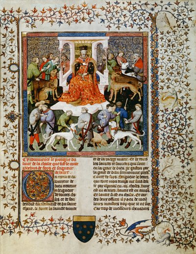 Preparativi per la caccia, dal Livre de la Chasse di Gaston Phebus de Foix (1331-91) da French School
