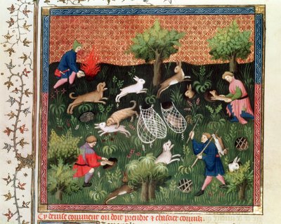 Caccia alle lepri, dal Livre de la Chasse di Gaston Phebus de Foix, fine XV secolo da French School