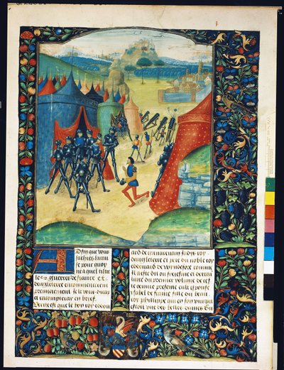Ms Fr 87 Fol.1 Il campo di Edoardo IV, da Anciennes Chroniques d