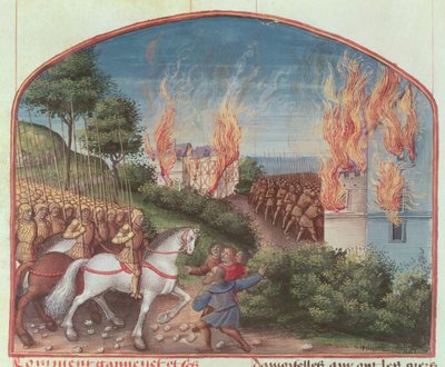 Ms Fr 91 Fol.87 Pagina da La storia di Merlino di Robert de Boron, c.1482-89 da French School