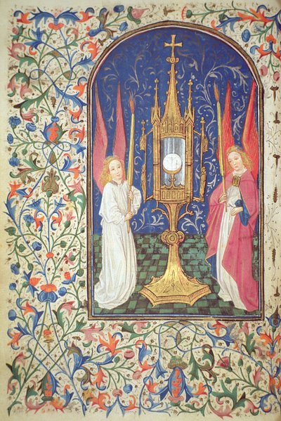 Ms Gen 288 f.38v Il Santo Sacramento e due angeli, c.1460 da French School