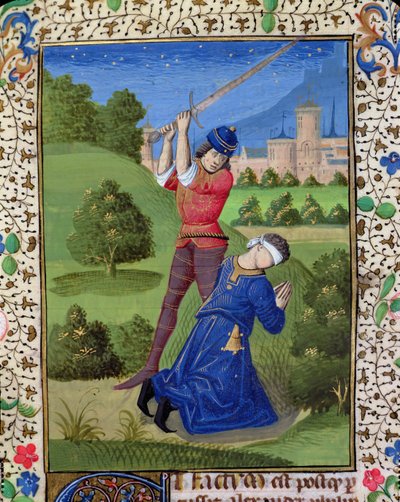 Ms H 7r La Decapitazione di Alessandro I Bala, dalla Bibbia di Giovanni XXII da French School