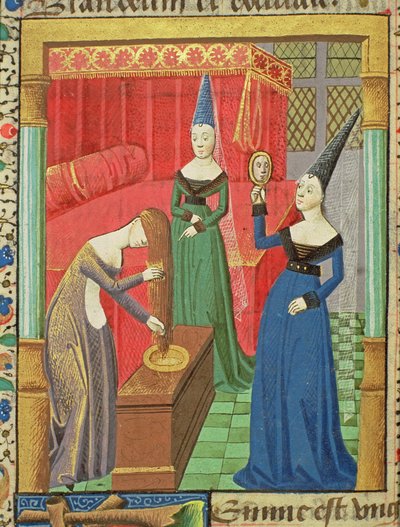 Vanità femminili, da La caduta dei principi, di Giovanni Boccaccio (1313-75) 1472 da French School