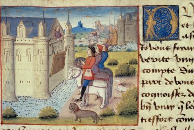 Fossato intorno a una città, da Les Cent Nouvelles Nouvelles, 1462 da French School