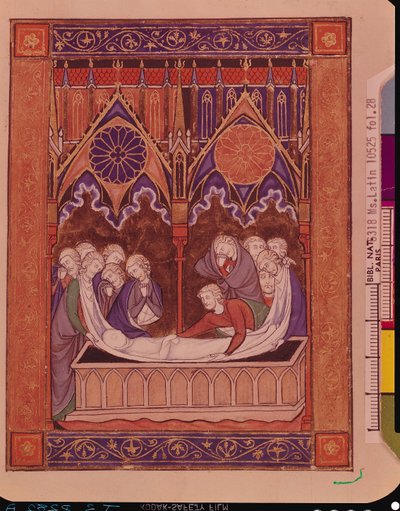 Ms Lat 10525 Fol.28 La sepoltura di Giacobbe in Canaan, dal Salterio di San Luigi, c.1258-70 da French School