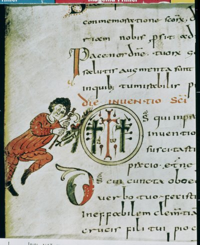 Iniziale istoriata O, dal Sacramentario di Gellone da French School