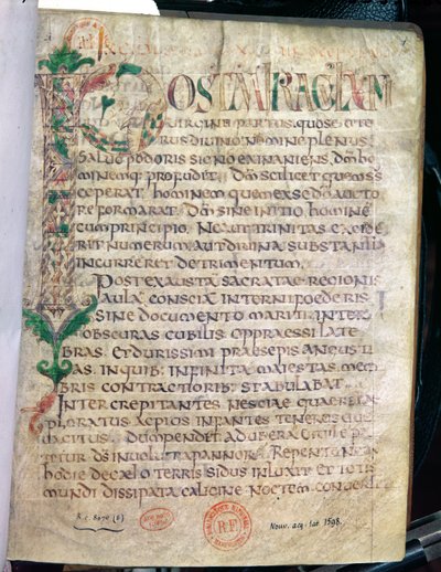 Ms Lat 1598 Fol.1 Iniziale istoriate zoomorfa P, da un