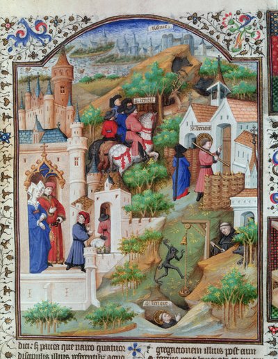 Ms Lat 17294 Fol.438 Scene della vita di San Benedetto (c.480-c.550) dal Breviario del Duca di Bedford, c.1424-35 da French School