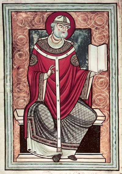 Ms Lat 2287 f.1v San Gregorio (c.540-604) da Lettre de Saint Gregoire da French School