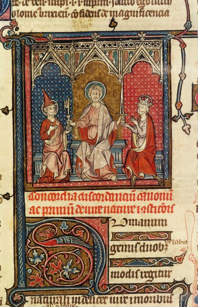 Potere spirituale e temporale, dai Decreti di Graziano, 1314 da French School