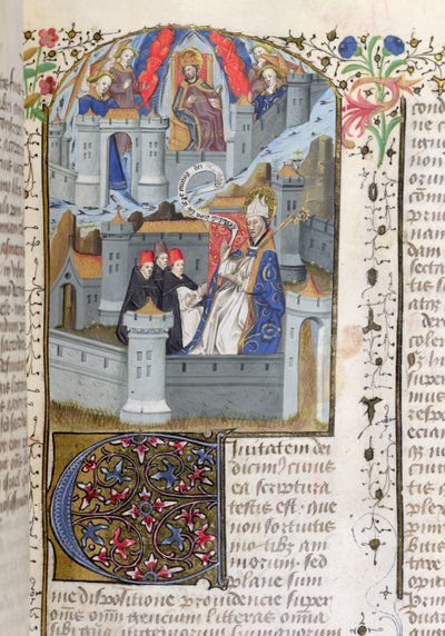 Ms Lat 592 f.127 Gerusalemme e Babilonia, da La Città di Dio di Sant