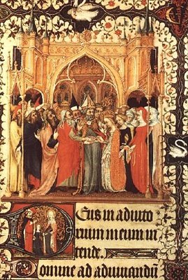 Ms Lat 919 fol.37 Il matrimonio della Vergine, dalle Grandes Heures de Duc de Berry da French School