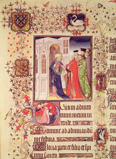 Jean de France, Duca di Berry guidato da San Pietro alle Porte del Paradiso con una iniziale istoriata 