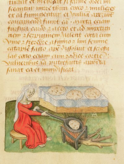 Ms. Tractatus de Herbis di Dioscoride, fol.142r Cottura di panini da French School