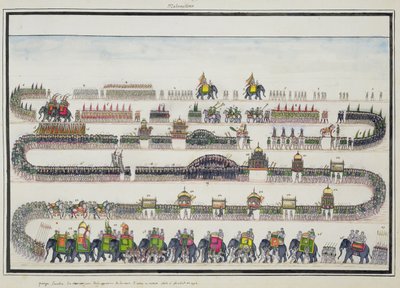 Cerimonia di Muharram, Faizabad, 1772 dal Gentil Album, pubblicato nel 1774 da French School