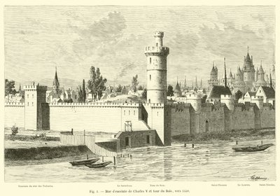 Mura di cinta di Carlo V e torre del Bois, verso il 1450 da French School