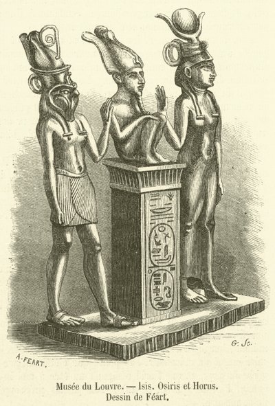 Museo del Louvre, Iside, Osiride e Horus (incisione) da French School