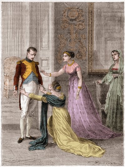 NAPOLEON Bonaparte (1769-1821), imperatore di Francia, concede a Madame de Polignac la grazia per la vita di suo marito (Jules Armand, principe de Polignac) da French School