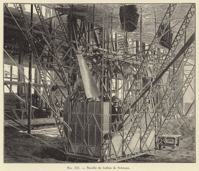 Gondola del pallone di Schwarz (incisione) da French School