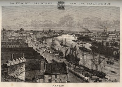 Nantes - Loira Atlantica - incisione in “La Francia illustrata: geografia, storia, amministrazione statistica” di V.A. Malt-Brown. 1884 da French School