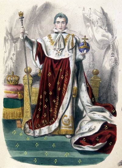 Napoleone I in costume di incoronazione - in "Storia di Francia in stampe", fine XIX secolo da French School