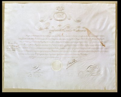 Autorizzazione di Napoleone Bonaparte (1769-1821) per l
