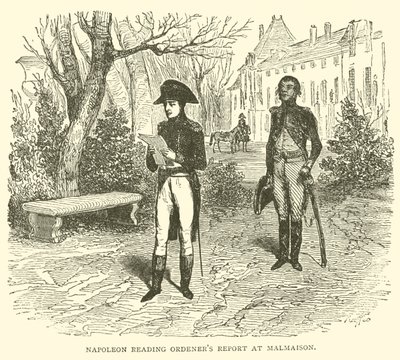 Napoleone che legge il rapporto di Ordener a Malmaison da French School
