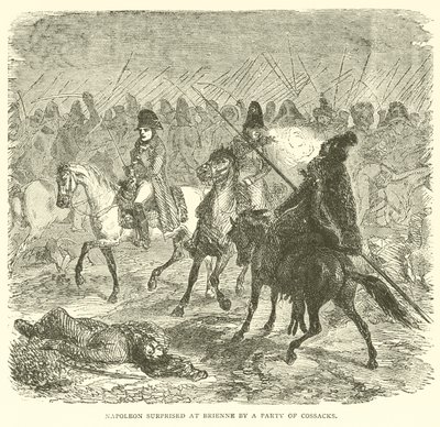 Napoleone sorpreso a Brienne da un gruppo di cosacchi (incisione) da French School