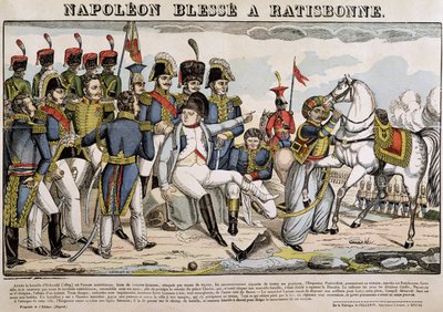 Napoleone ferito a Ratisbona - immagine di Epinal da French School