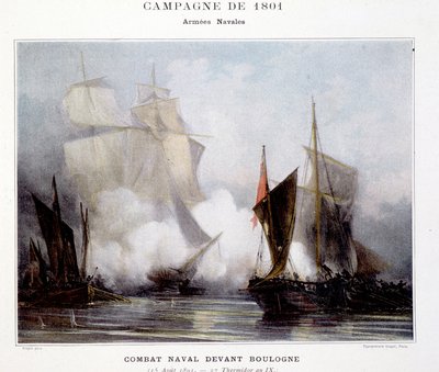 Combattimento navale davanti a Boulogne - in "Le battaglie navali di Napoleone" da French School