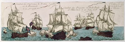 Scontri navali tra le flotte francesi e inglesi durante la Rivoluzione Americana nel 1778 da French School