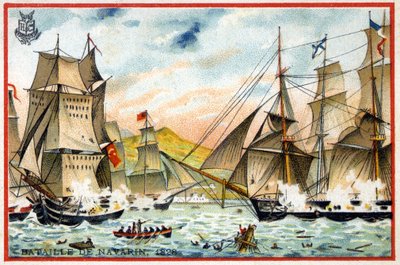 Battaglia di Navarino della Triplice Alleanza contro la flotta turco-egiziana il 28 ottobre da French School