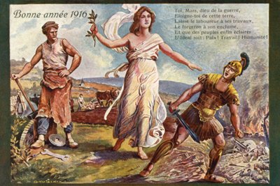Cartolina di auguri di Capodanno sperando per la pace da French School