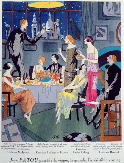 Vigilia di Capodanno, tavola di moda da Art, Gout, Beaute, pubblicata a Parigi, dicembre 1923 da French School