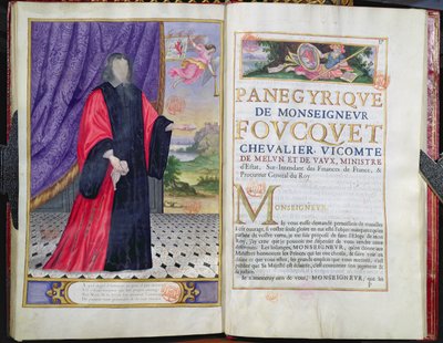 Nicolas Fouquet (1615-80) illustrazione da Les Panegyriques des Hommes Illustres de Notre Siecle di Puget de la Serre, 1655 da French School