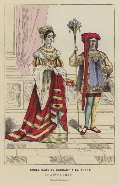 Nobile donna che va a Messa, XV o XVI secolo da French School