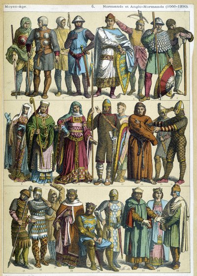 Costumi civili, religiosi e guerrieri normanni e anglo-normanni (1066-1200) - incisione da French School