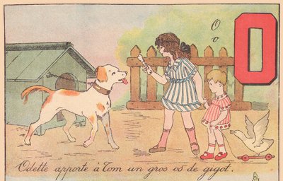 Odette porta a Tom un grande osso di gamba, intorno al 1920 da French School