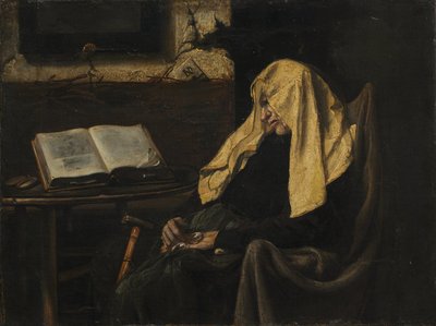 Vecchia donna addormentata, metà del XIX secolo da French School