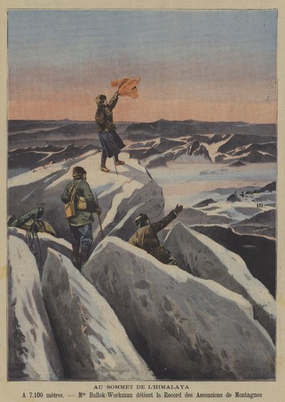 Su una vetta himalayana (litografia a colori) da French School