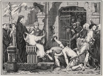 In occasione del suo futuro (1227), il giovane Luigi IX fece prigionieri - incisione in "Les Hommes Célèbres de la France" di Louis Dumas 1889 da French School