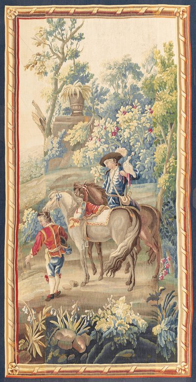 Uno di un paio di arazzi pastorali Luigi XVI, Aubusson, c.1775 da French School