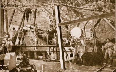 Uno dei cannoni pesanti usati dagli Alleati nella sua massiccia posizione schermata sulla Somme, 1914-19 da French School