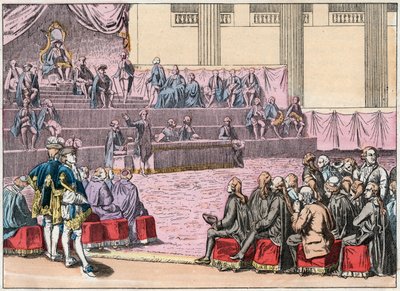 Apertura degli Stati Generali a Versailles il 5 maggio 1789 riunendo i Tre Ordini (il Clero, la Nobiltà e il Terzo Stato) - Apertura degli Stati Generali, 5 maggio 1789 - Incisione della fine del XIX secolo in "Nos Gires Nationales" da French School