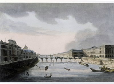 Veduta ottica di Parigi: il Pont des Arts intorno al 1810, città di Parigi da French School