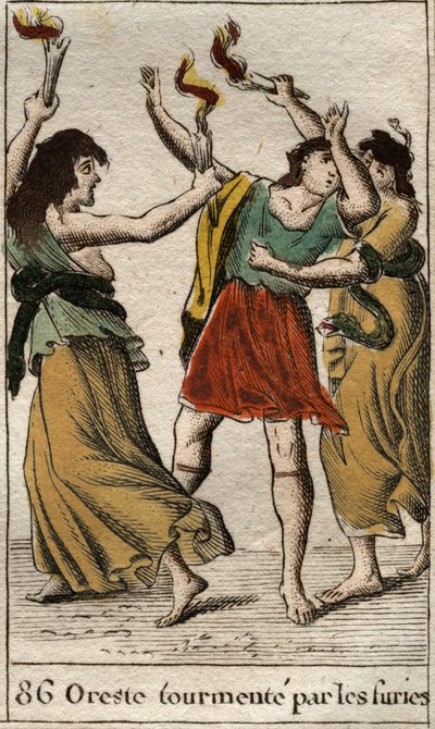 Oreste perseguitato dalle Erinni per aver vendicato la morte del padre Agamennone uccidendo la madre Clitennestra. Da 